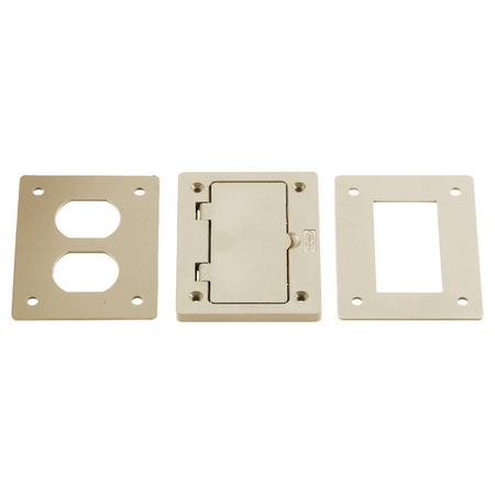HUBBELL WIRING DEVICE-KELLEMS Electrical Box Cover, 1 Gang, Rectangular, Non-Metallic, Duplex Receptacle PFBR826IA